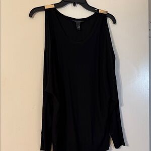 INC International Concepts Black Cold Shoulder Tank Top